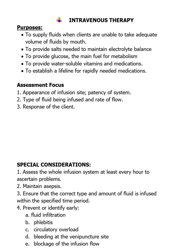 Intravenous Therapy: Guidelines & Techniques | PDF | Intravenous ...