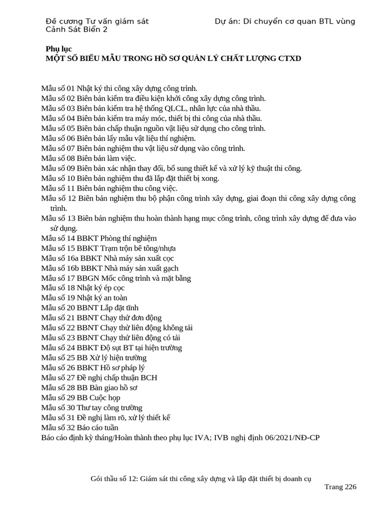 Phu Luc Bieu Mau Ho So QLCL | PDF