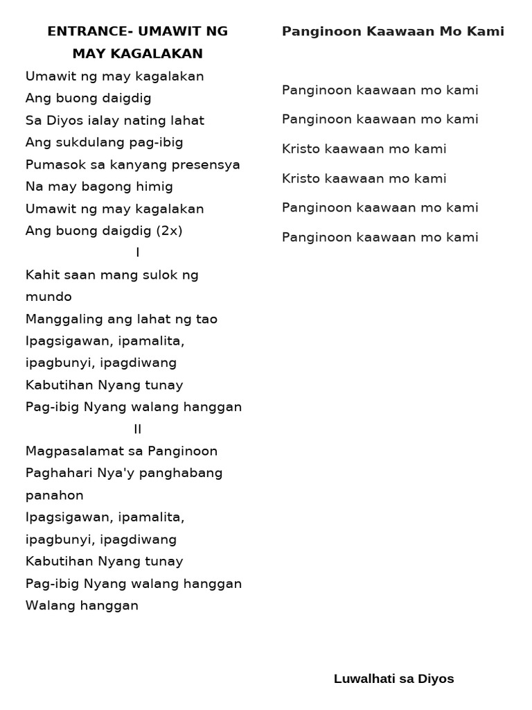 Mga Awit para Sa Diocesan Anniversary | PDF