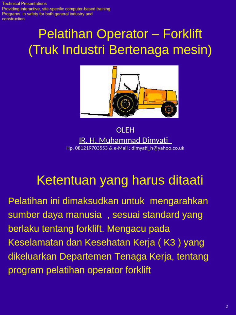 Pelatihan Operator Forklift Standar K3 | PDF