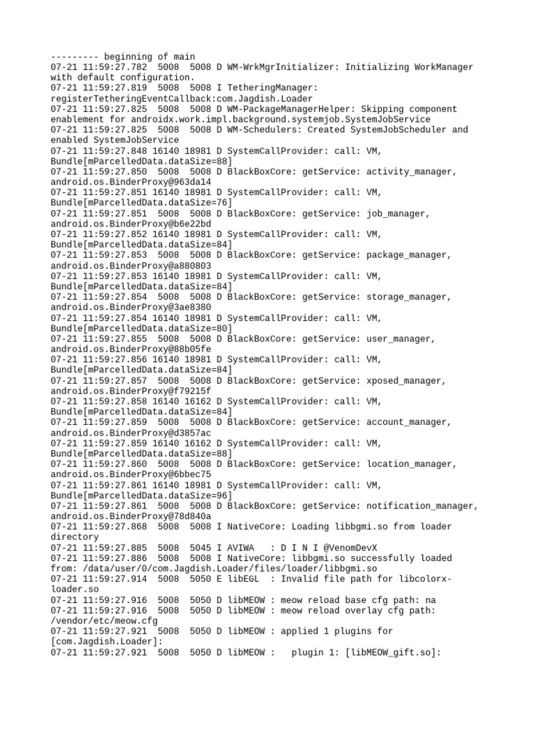 Com - Jagdish.loader Logcat | PDF | Operating System Families ...