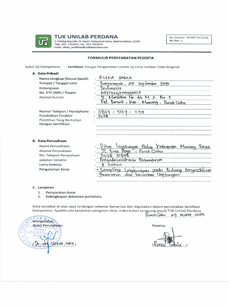 FORM Persytn Peserta ICA | PDF