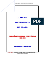 Taxa de Investimento No Brasil: Comissão de Economia E Estatí Stica Cee-Cbic