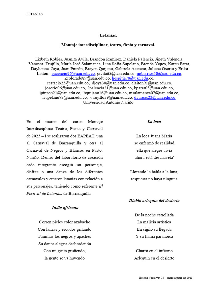5 Letanías del Carnaval 2023 | PDF | Carnaval | Prestado