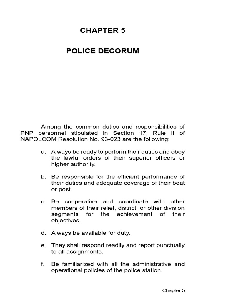 PNP Police Decorum Guidelines | PDF | Traffic | Police