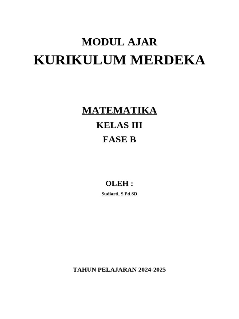 Modul Ajar Matematika Kelas III SD | PDF