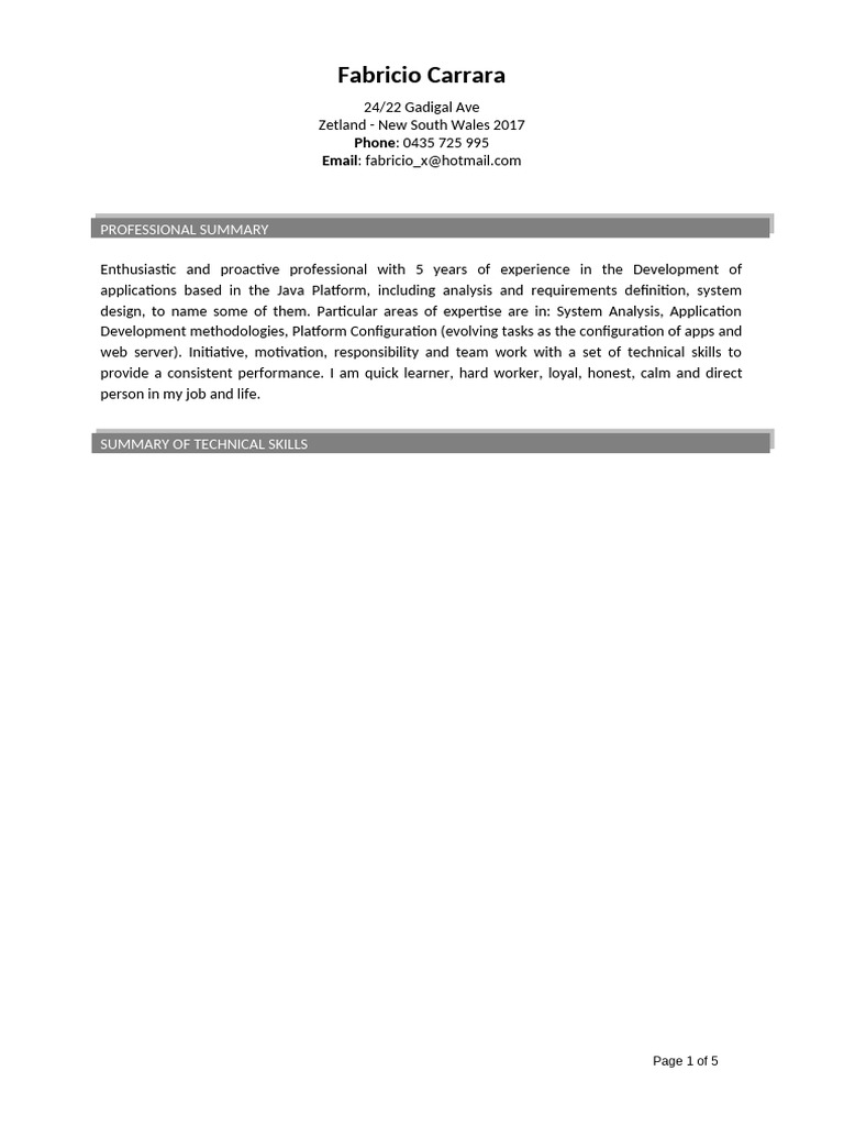 Java Developer Resume - Fabricio Carrara | PDF | Net Beans ...