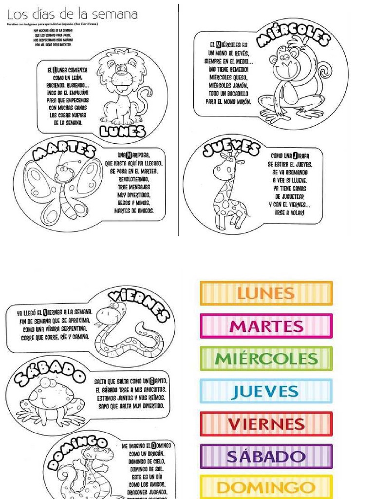 Actividades de Lenguaje: Días de la Semana | PDF | Artes del Lenguaje y ...