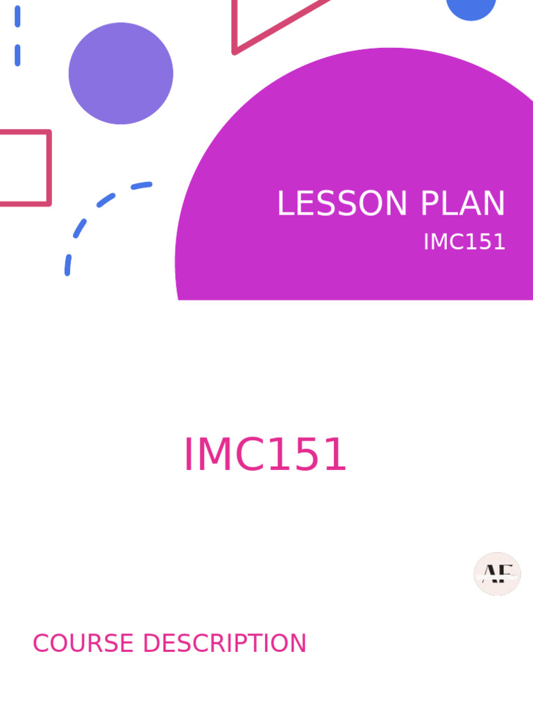 Week 1 - Lesson Plan - Mac 2023 (IMC151) | PDF | Bibliography | Libraries