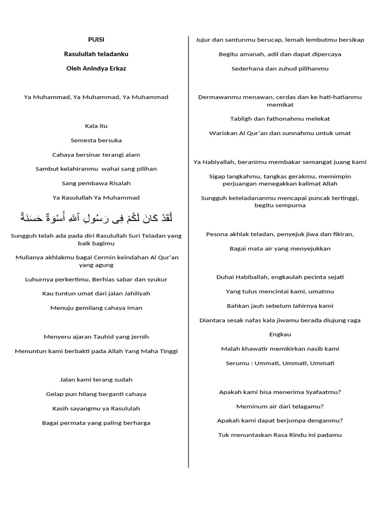 Puisi Rindu kepada Rasulullah | PDF
