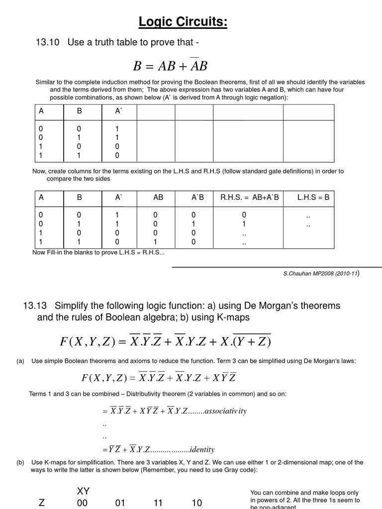 Logic Circuit Simplification Techniques | PDF | Boolean Algebra ...