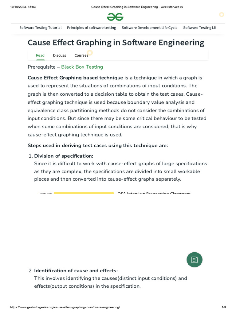 Cause Effect Graphing in Software Engineering - GeeksforGeeks | PDF ...