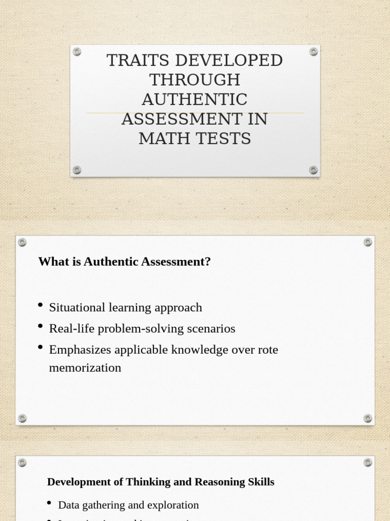 Authentic Assessment in Math Education | PDF | Educational Assessment ...
