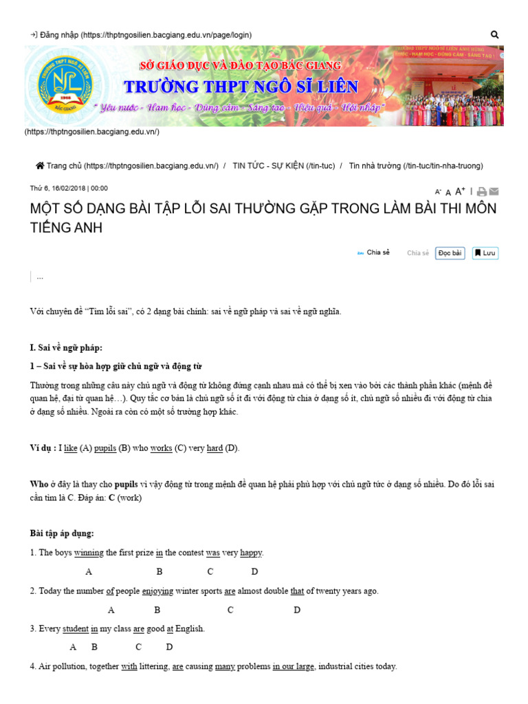 Một Số Dạng Bài Tập Lỗi Sai Thường Gặp Trong Làm Bài Thi Môn Tiếng Anh ...