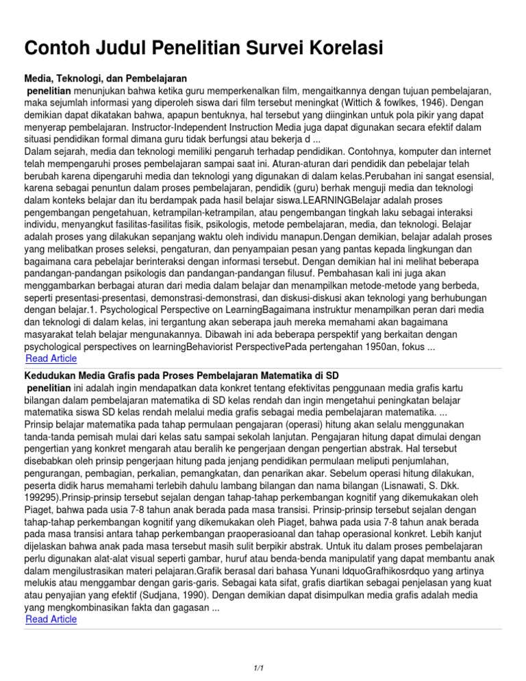 Contoh Judul Penelitian Survei Contoh Resource