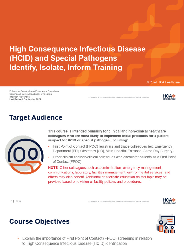 HCID Training for First Point of Contact | PDF | Medicine | Health Sciences