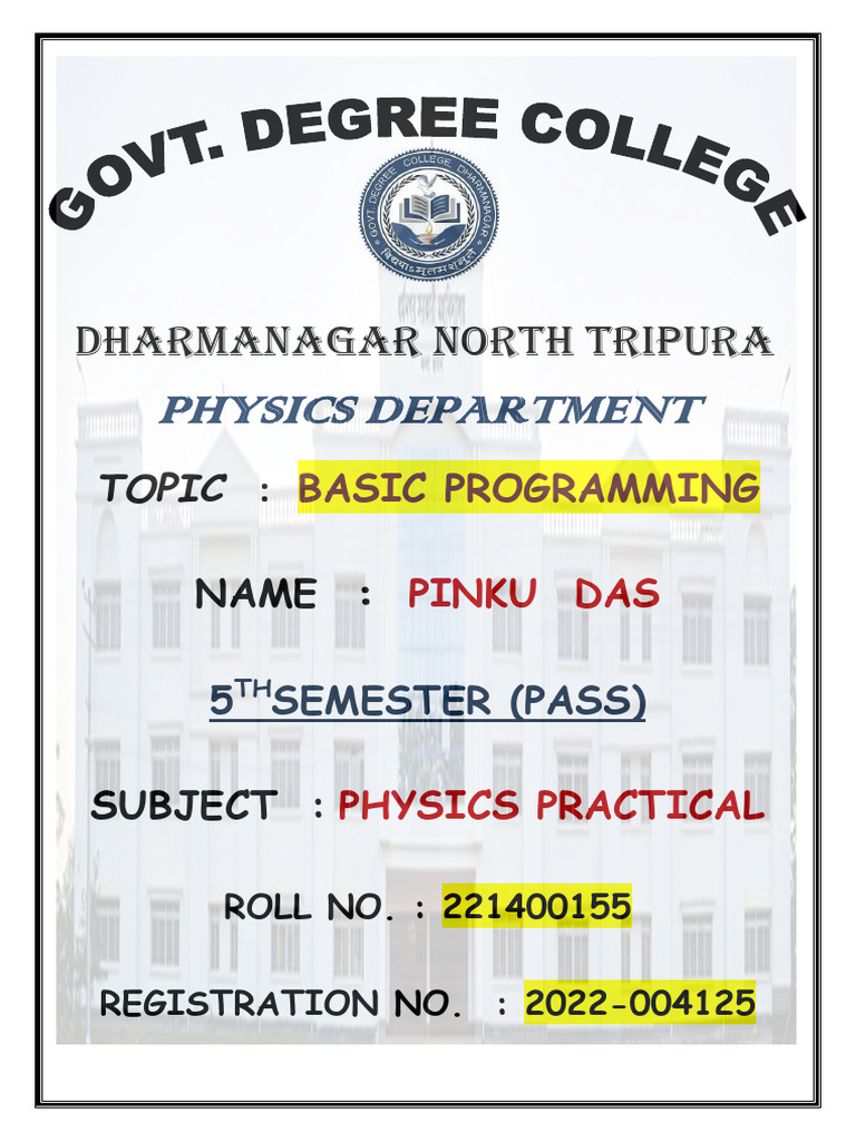 Basic Programming in Physics Practical | PDF