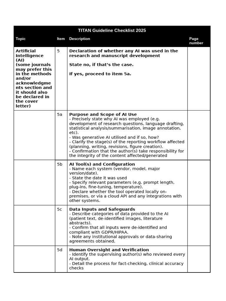 TITAN Guideline Checklist 2025 1 | PDF | Artificial Intelligence ...