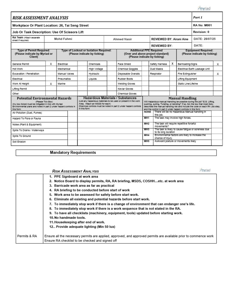 Scissor Lift Risk Assessment Guide | PDF | Risk | Hazards