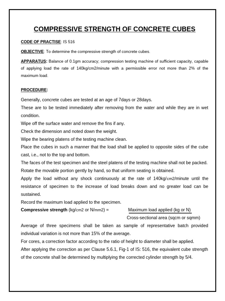 Compressive Strength Testing of Concrete | PDF
