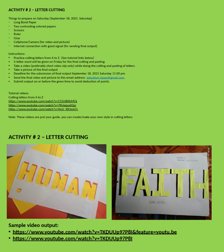 Letter Cutting Activity Instructions | PDF