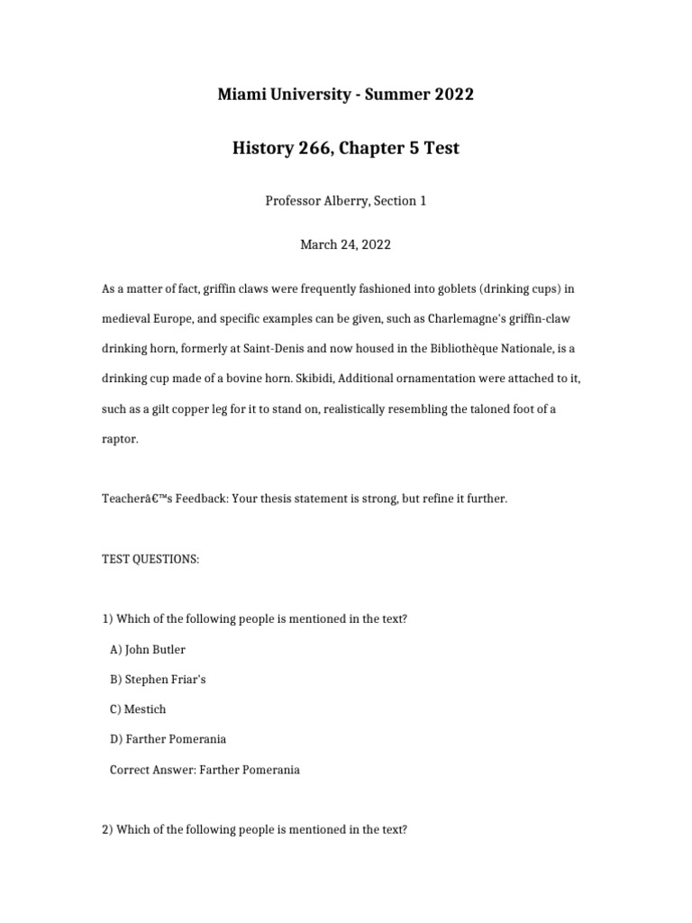 History 266 Chapter 5 Test | PDF