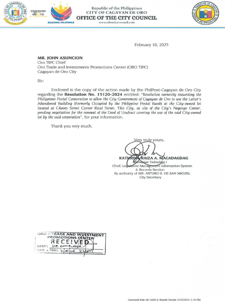 RES No. 15120-2024 (File Copy Received From Oro TIPC) | PDF