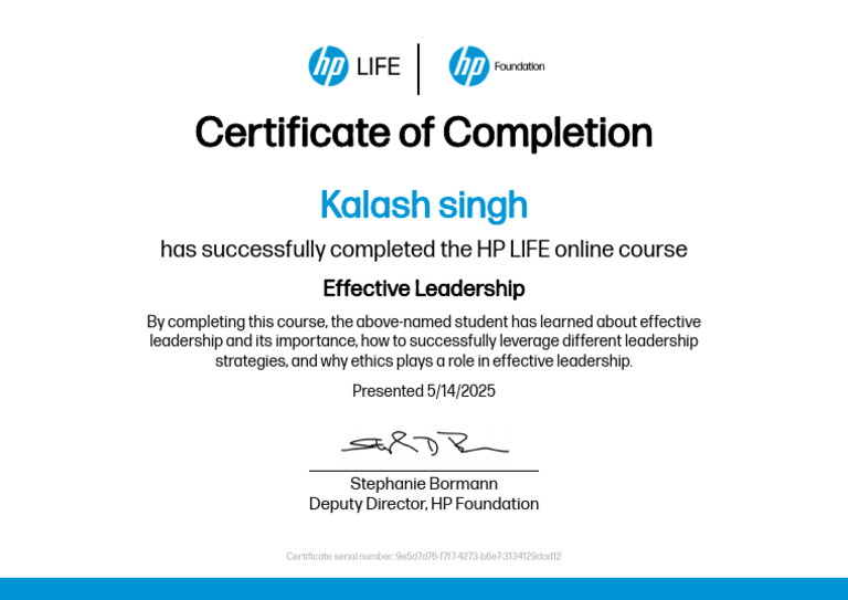 HP LIFE Effective Leadership Certificate | PDF