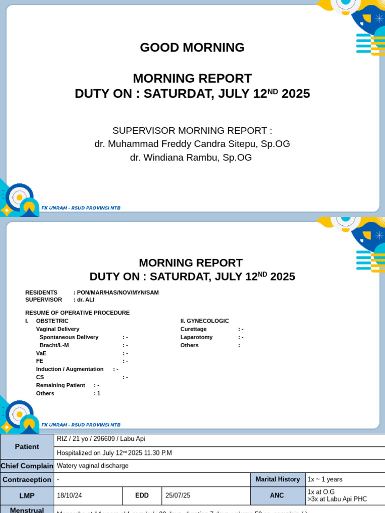 Morning Report: July 12, 2025 Medical Summary | PDF | Childbirth | Pelvis