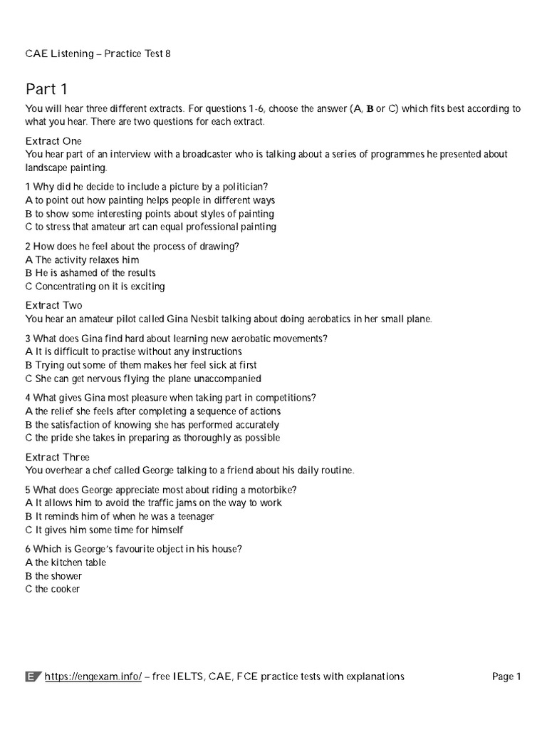 CAE Listening Practice Test 8 Printable V2 | PDF