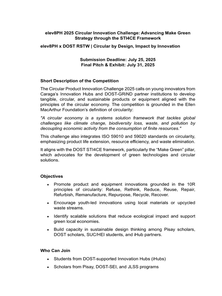 Circular Product Innovation Challenge 2025 | PDF | Sustainability ...