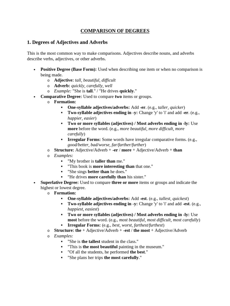 Understanding Degrees of Comparison | PDF | Adjective | Adverb