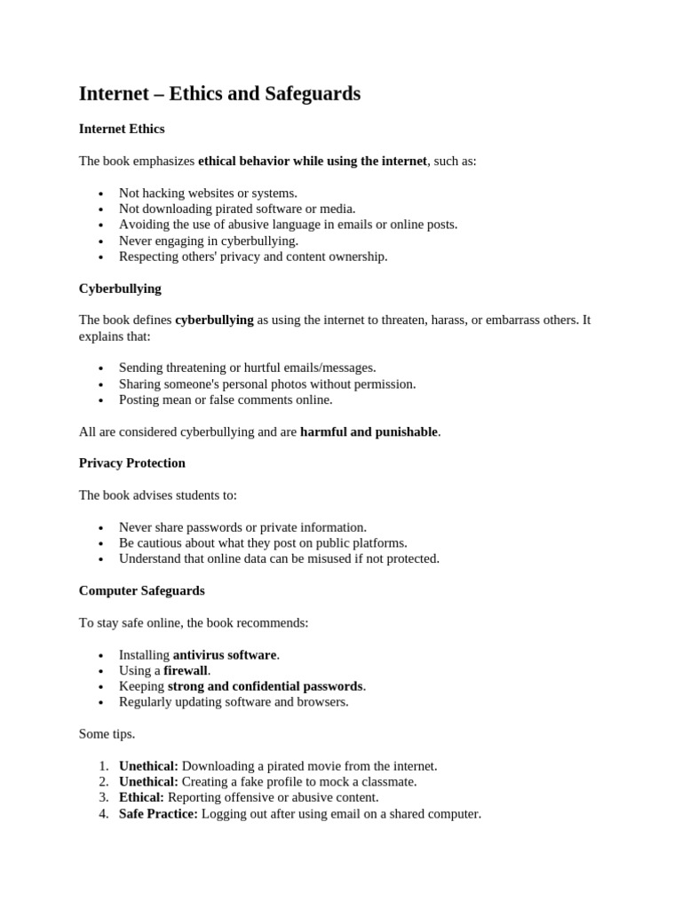 Internet Ethics and Safety Guidelines | PDF