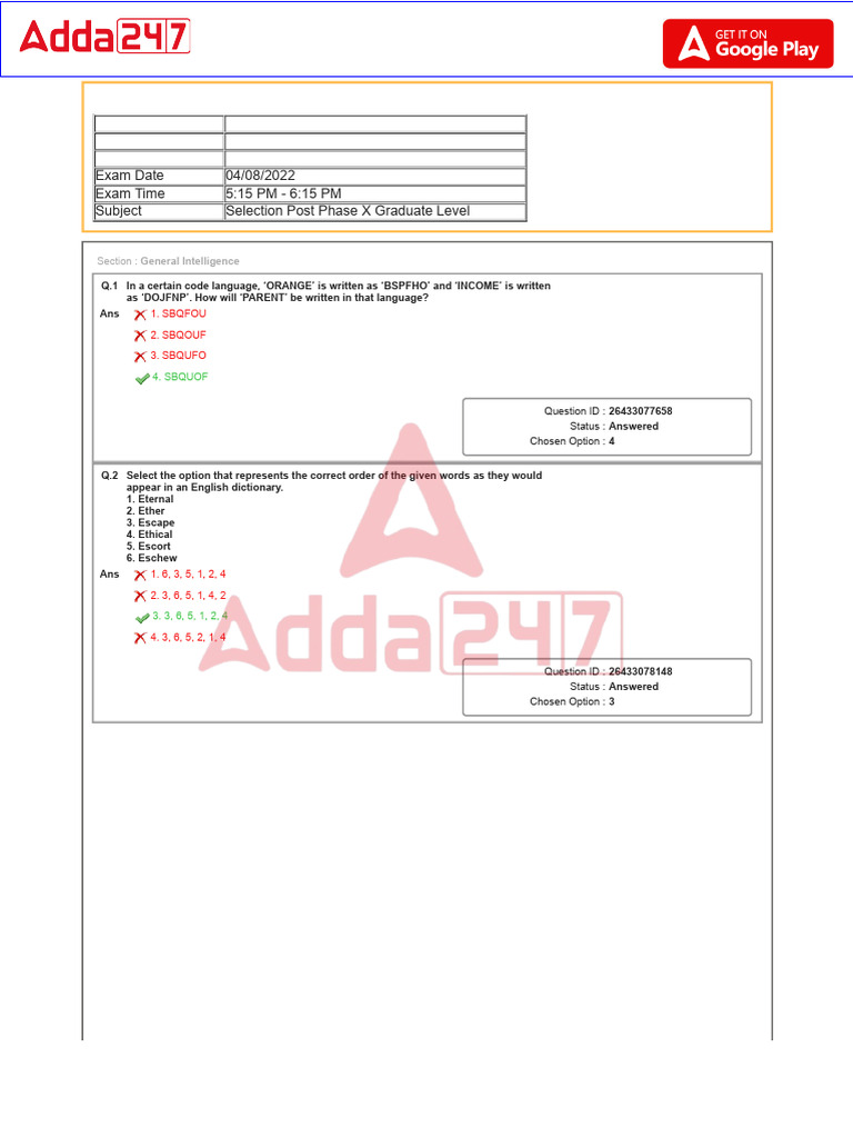 Code Language and Logical Reasoning Questions | PDF | Dolphin | Question