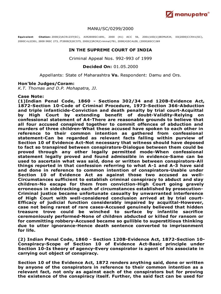 Supreme Court Ruling on Infanticide Case | PDF | Confession (Law ...
