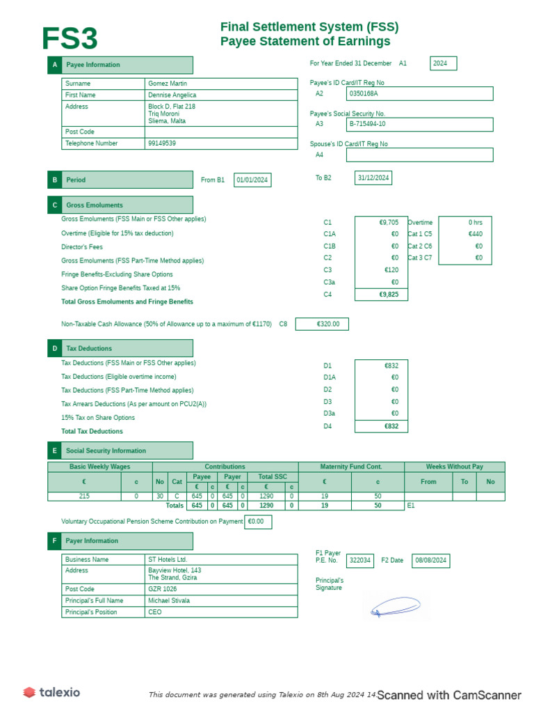 FSS Tax Calculator for Malta 2024 | PDF | Government Finances | Taxes