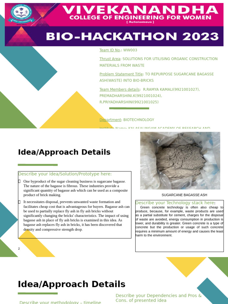 Idea Presentation Format Biohackathon 2023 | PDF | Concrete | Waste ...
