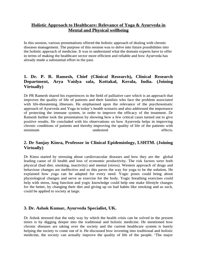 Hollistic Approach To Healthcare | PDF | Yoga | Chronic Condition
