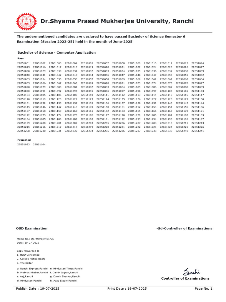 B.Sc. Computer Application Results 2025 | PDF | Newspaper Publishing ...