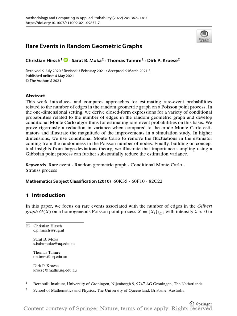 Rare Event Estimation in Graphs | PDF | Estimator | Poisson Distribution