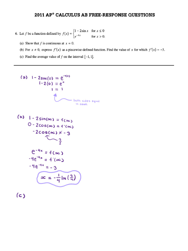 SM 1 FRQ Final Practice | PDF | Function (Mathematics) | Derivative