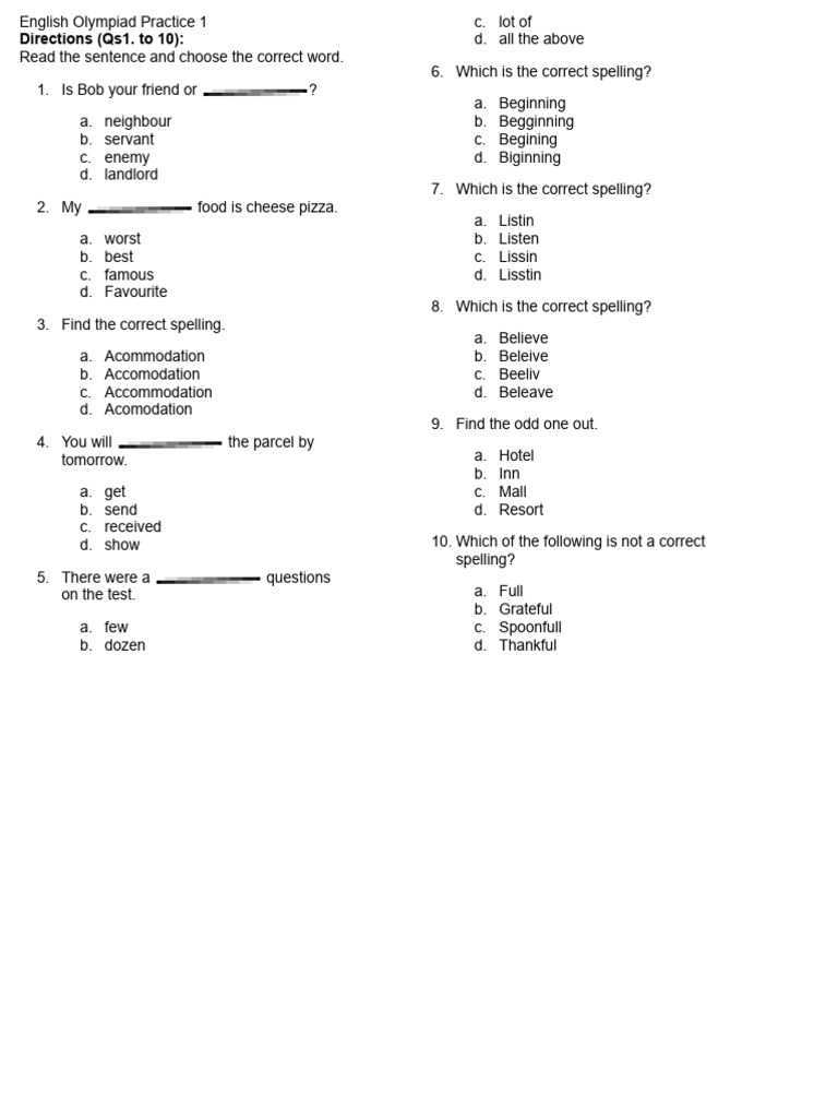 English Olympiad Practice Questions | PDF | Chess Theory | Chess