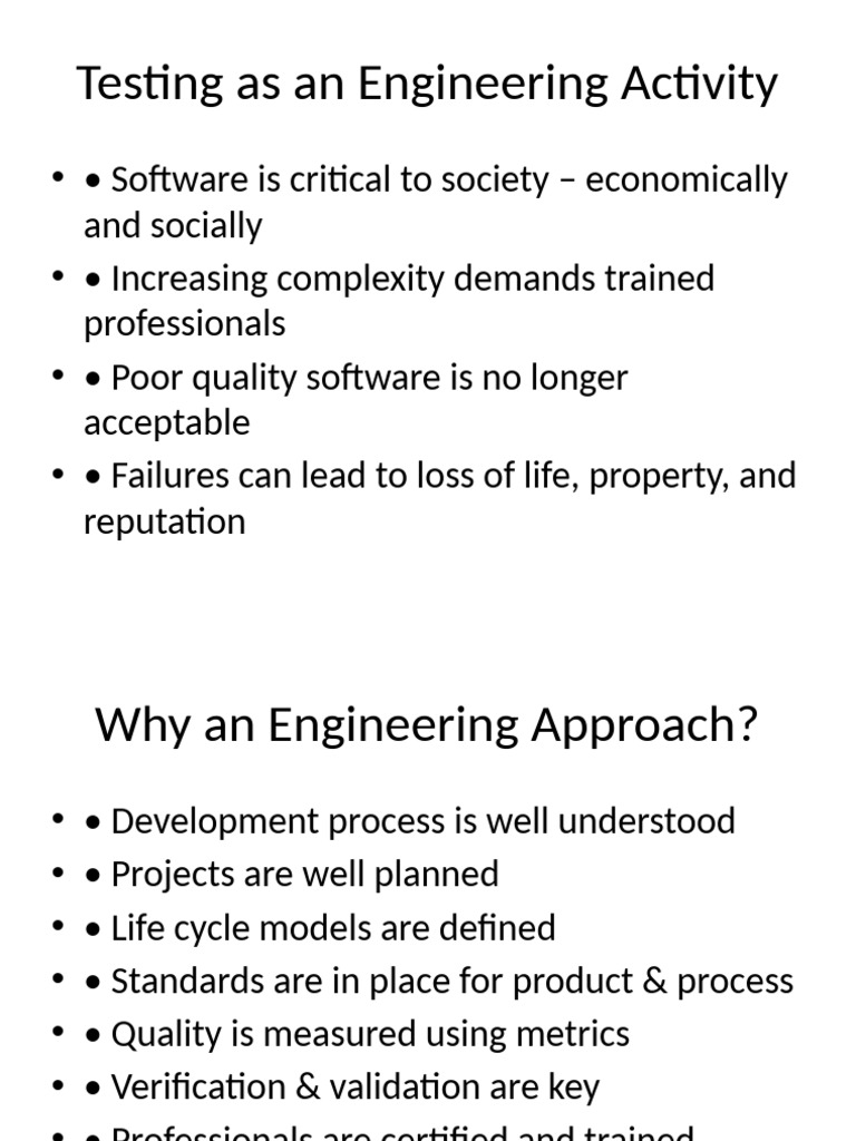 Engineering Testing for Software Quality | PDF