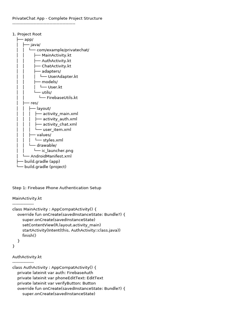 PrivateChat App Project Structure Guide | PDF | Computing | Software