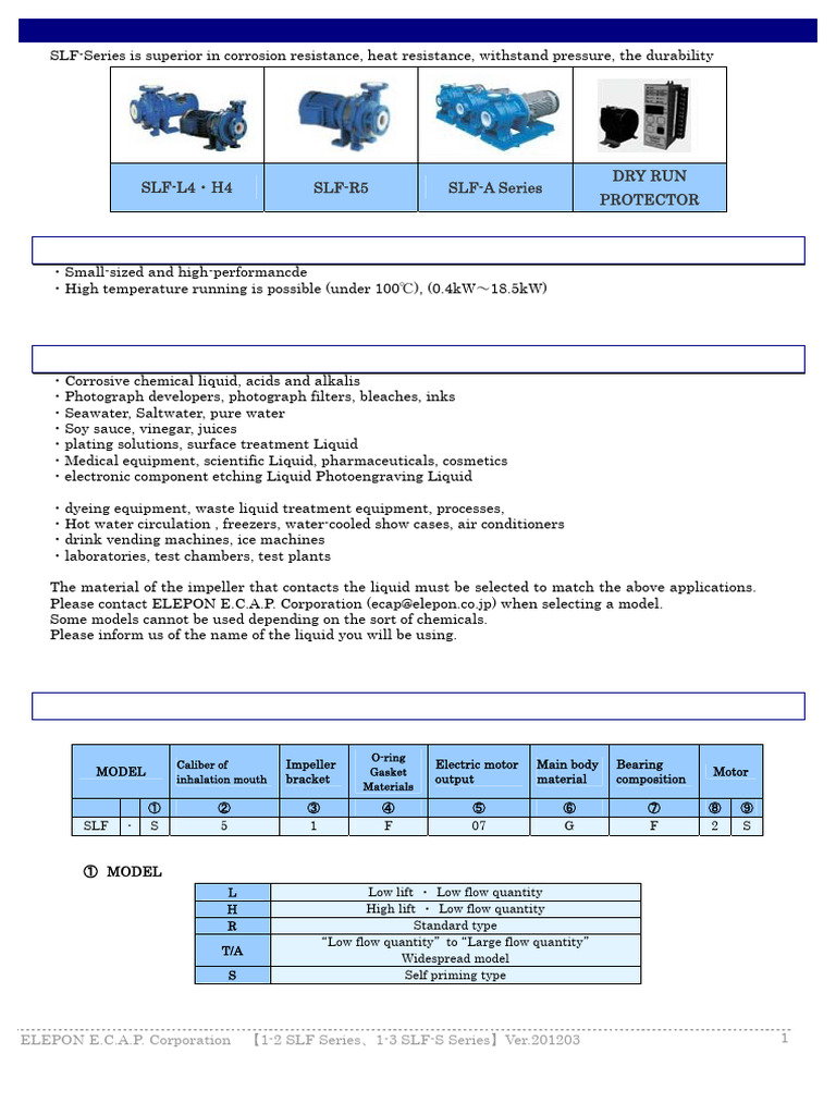 SLF Series Seal-less Pump Overview | PDF | Liquids | Pump