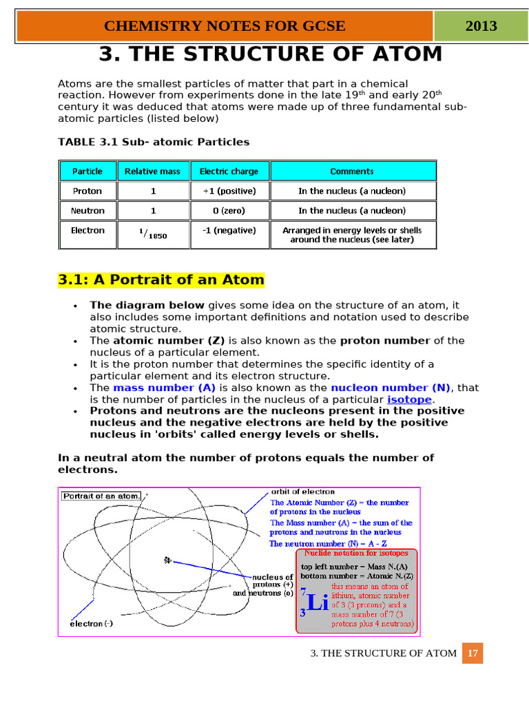 The Structure of Atom | PDF | Atoms | Isotope