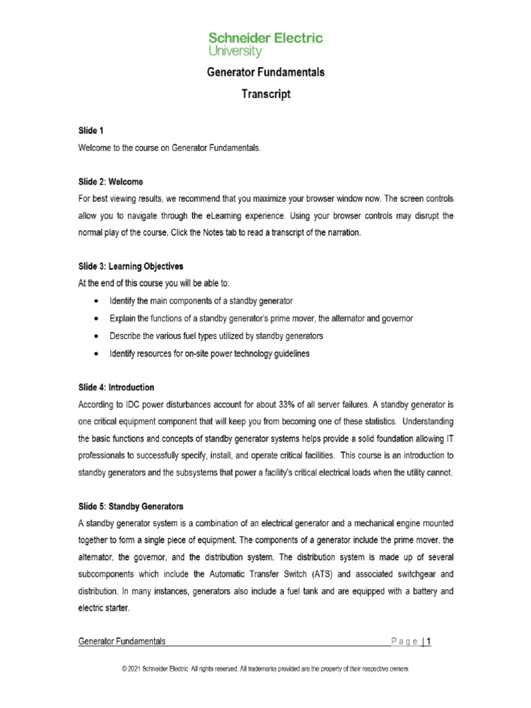 Generator Fundamentals | PDF