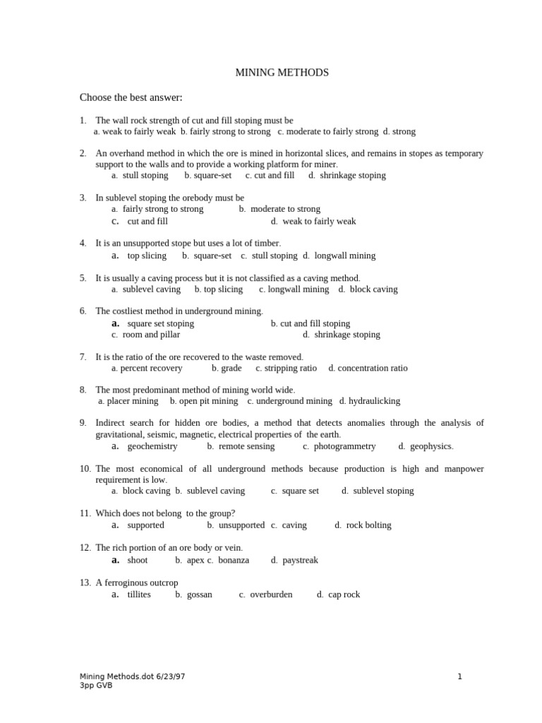 Overview of Mining Methods | PDF | Mining | Natural Materials