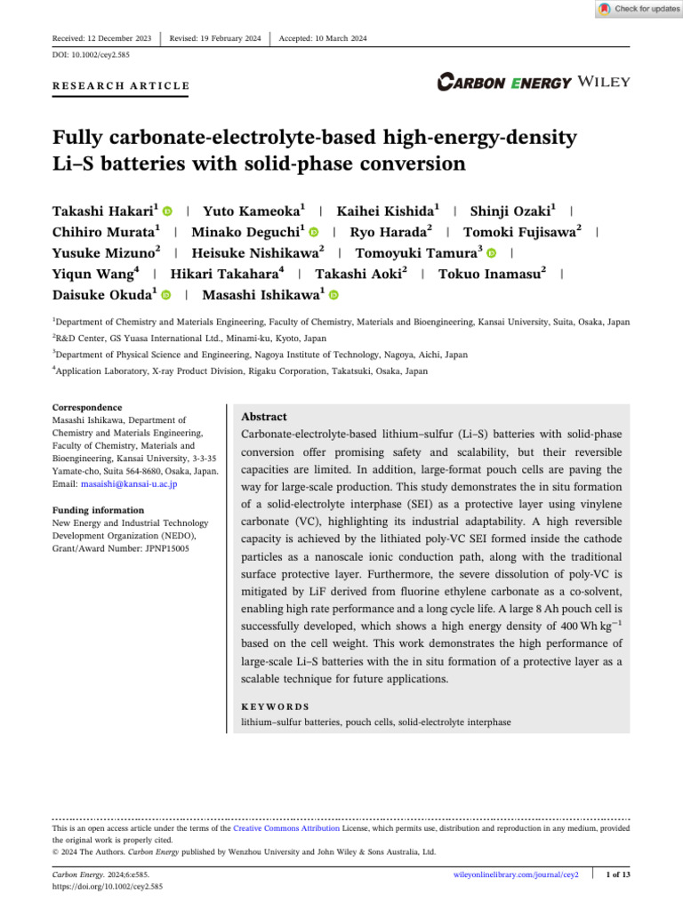 High-Energy Li-S Batteries with SEI Formation | PDF | Lithium Ion ...