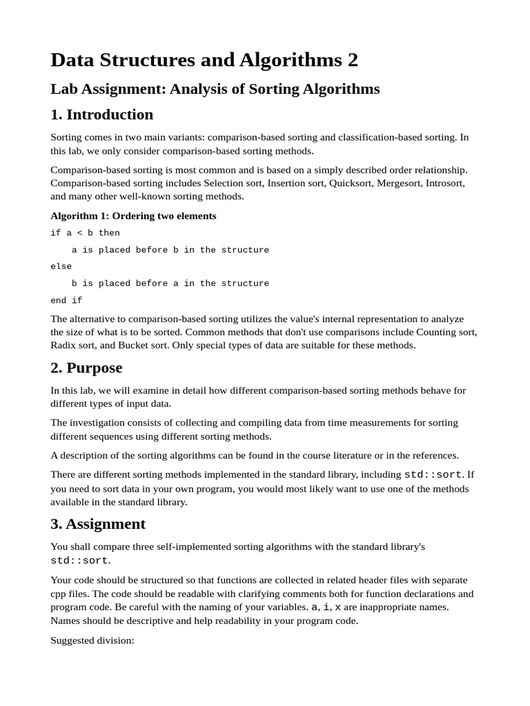 Sorting Algorithms Lab Analysis | PDF | Standard Deviation | Algorithms